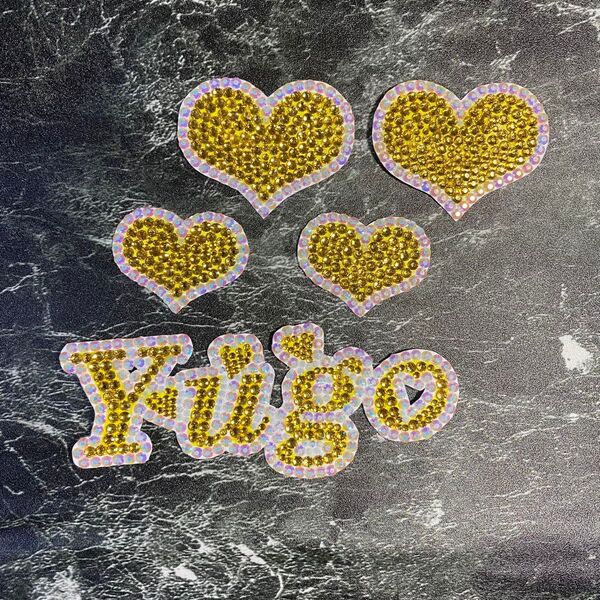 デコうちわ デコ文字 うちわ 団扇 【 Yugo 】 ハート イエロー