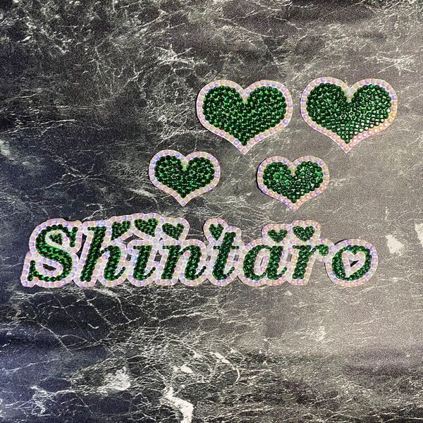 デコうちわ デコ文字 うちわ 団扇 【 Shintaro 】 ハート グリーン
