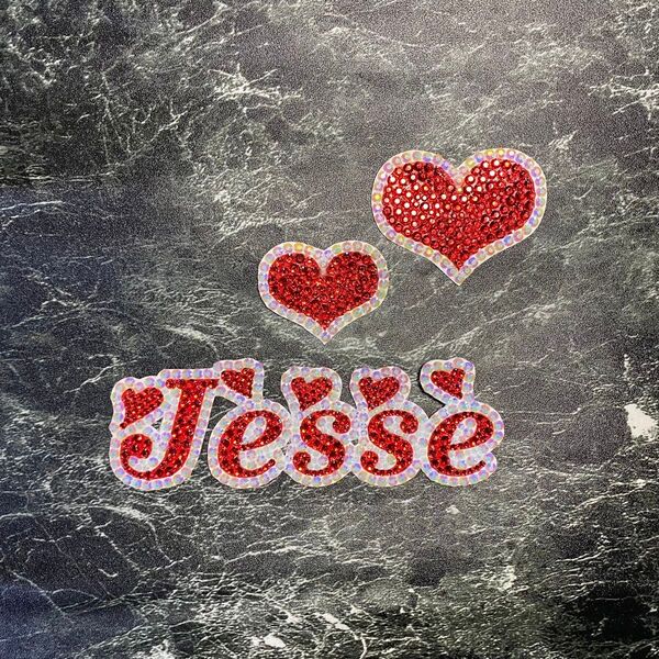 デコうちわ デコ文字 うちわ 団扇 【 Jesse 】 ハート レッド