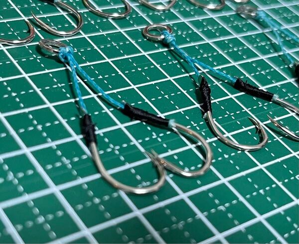 アシストフック ロング チヌ針 7号 ライトショアジギング ダブルフック 10セット
