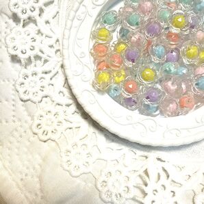 No.38パステルカラーお花アクリルパーツ40g