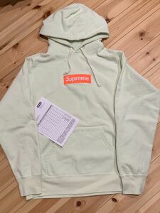 希少 国内オンライン 納品書原本付属　supreme box logo hooded シュプリーム　極美品　M ライム