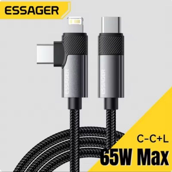 新品未使用 ESSAGER社製 2in1 65W急速充電1mケーブル(^_-)☆