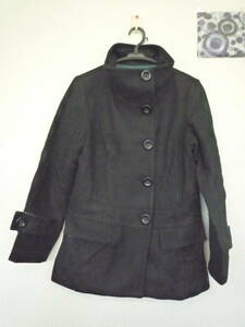 * HusHusH stand-up collar coat black large button size < 2 > wool 90% ( stock ) world 