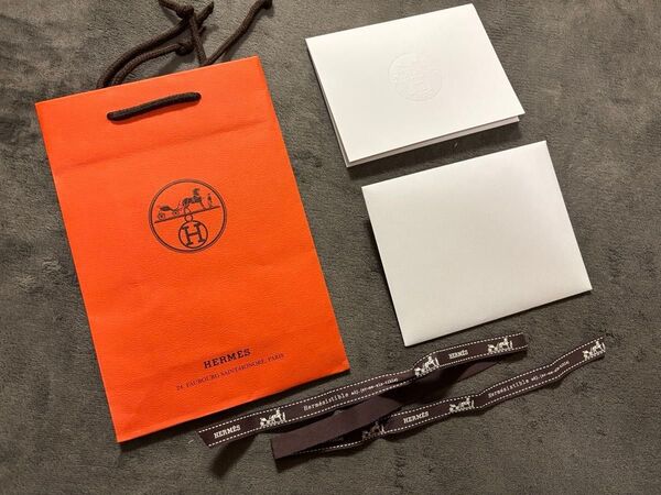 HERMES エルメス 紙袋 ショッパー 封筒 メッセージカード リボン