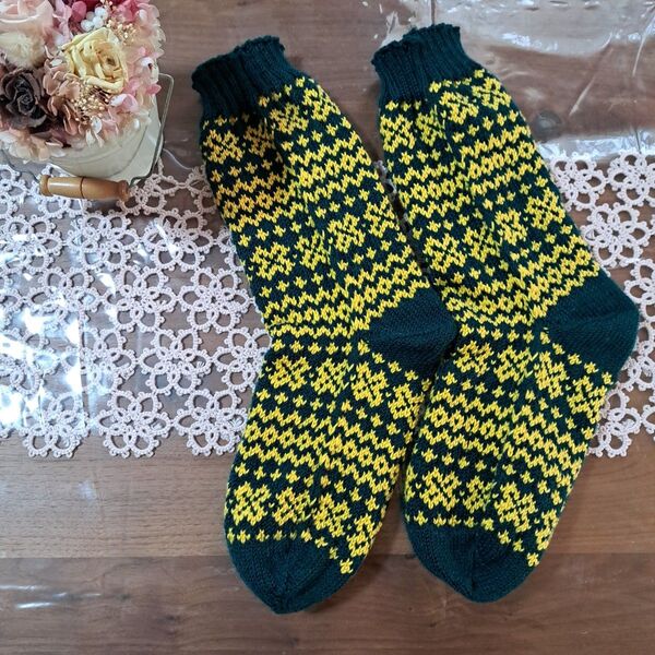 ♪ハンドメイド♪毛糸ソックス 手編みソックス No.13 (まとめ購入割引あり)