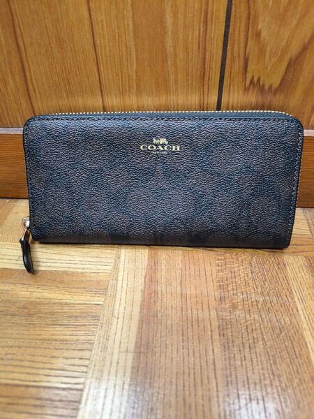 【新品未使用】COACH コーチ 長財布 レザー ダークブラウン