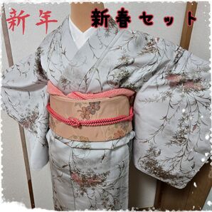 着物 セット おまとめセット お召 きもの 名古屋帯 帯締め 帯揚げ 小柄