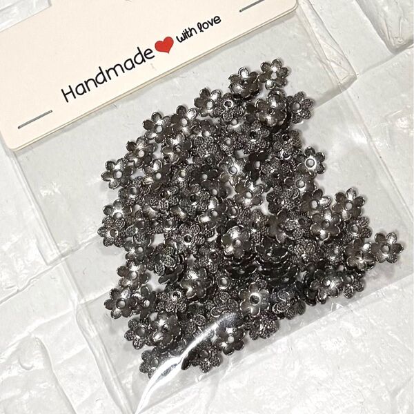 金具 ブラックシルバー花座 20g