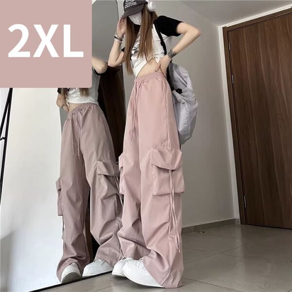 レディース☆カーゴパンツ カジュアル ストリート ピンク 2XL
