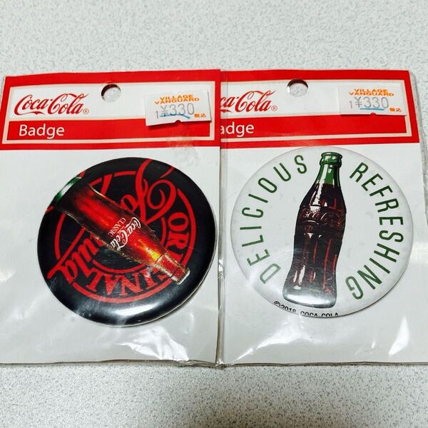 新品未使用 缶バッジ コカコーラ 2個セット レトロ レア