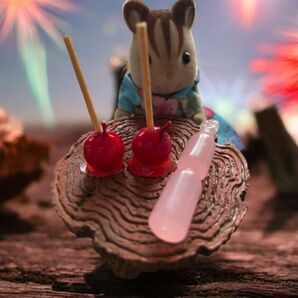 No.514 ミニチュア リンゴ飴 2本 ポッキンアイス チューペット 屋台フードシリーズ お祭り シルバニアサイズ ハンドメイド