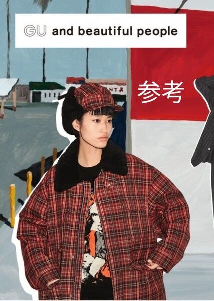 GU × beautiful people~ チェックボアブルゾン サイズ XXL グリーン系 新品未使用タグ付き