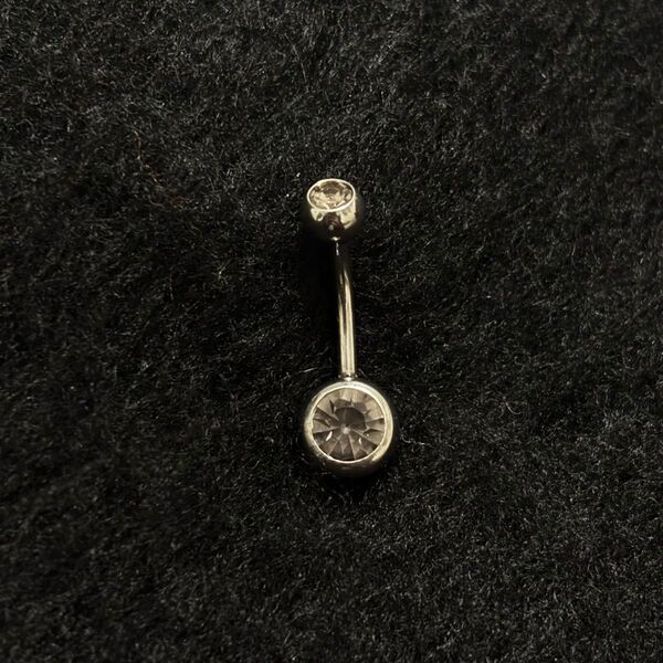 (041) へそピアス 14G ボディピアス サージカルステンレス クリア系 グレー