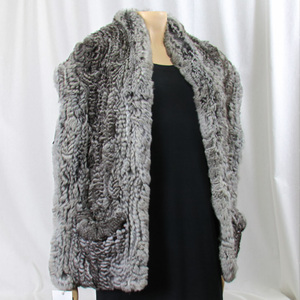 *fafa. soft! chinchilla knitting with pocket large size shawl stole poncho muffler real fur *