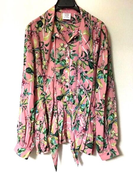 VETEMENTS 19SS イタリア製 Floral Rayon Shirtタイスカーフ付き レーヨンシャツ 花柄 デムナ