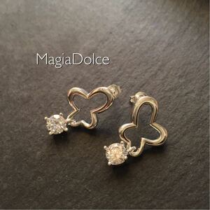 送料無料*MagiaDolce 30009●シルバー925刻印入り 1.00ct CZダイヤモンドピアス 蝶 変形フープピアス silver925ピアス シルバーピアス