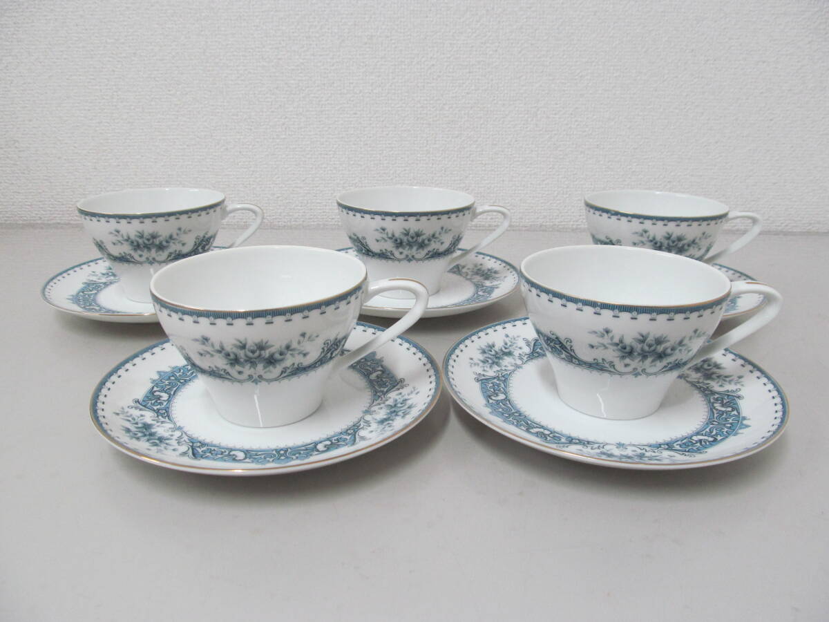 Sango CHINA 花柄 ブルーローズ カップ＆ソーサー 5客セット 昭和レ