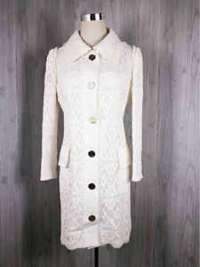 0 super high class DOLCE&GABBANA Dolce & Gabbana lady's white race design coat outer outer garment 38 inscription 