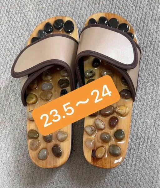 新品 天然石と天然木を使用した健康サンダル 足ツボ 足つぼ快適クロッグサンダル マッサージスーパー 実木 天然石