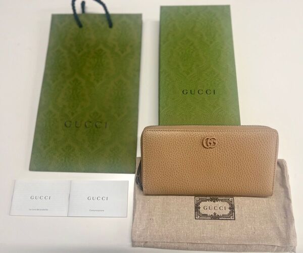 GUCCI GGマーモント ジップアラウンド 長財布 長財布 ラウンドファスナー