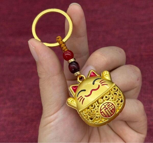 招き猫 金色 キーホルダー 縁起 可愛い