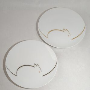 大倉陶園 16.5㎝デザートプレート ペアセット 金彩 銀彩 兎 うさぎ柄 美品