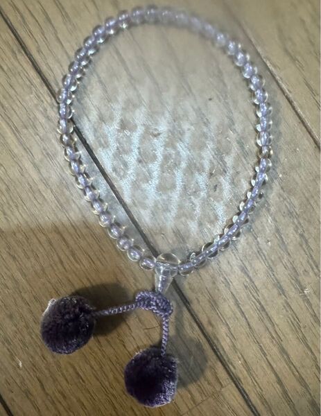 美品 数珠 5mm 45玉 念珠 白切子 P切子 薄紫色 仕立 梵天房 女性用 お仏壇 仏具 冠婚葬祭 葬儀 宗教