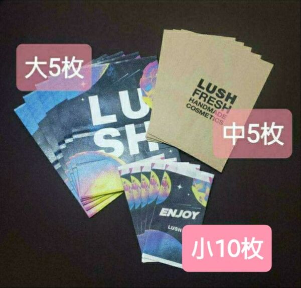 【匿名配送】新品未使用LUSHショッパー紙袋 大5枚&中サイズ5枚&小分け用袋10枚