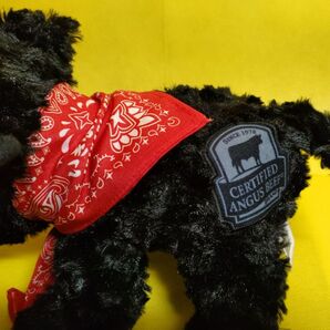 ★いきなりステーキ・認定アンガスビーフ 公式キャラ クライトくん・バンダナ付 GIGO 犬 いぬ ぬいぐるみ 黒犬