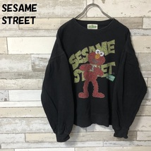 【人気】SESAME STREET セサミストリート エルモ プリントスウェット ブラック サイズL/2749_画像1
