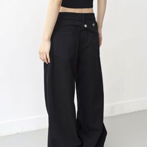 une mansion バックボタンポイントワイドデニムパンツ パンツ ブラック デニムパンツ SMALL