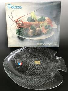 未使用/箱付き/ビンテージ★フランス製★arcoroc 大・小　魚型盛皿 プレート ２枚セット /検 イッタラ 昭和レトロ