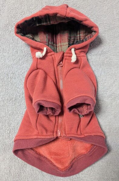 ラディカ 犬服 Sサイズ 裏起毛パーカー テラコッタ色