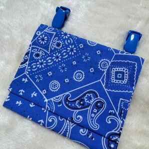 移動ポケット青 ペイズリー バンダナ柄