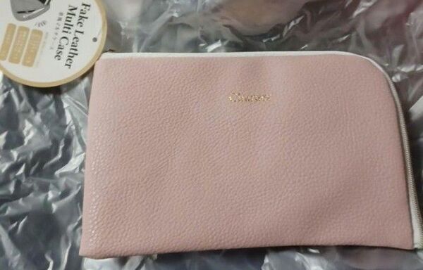 インスタ人気!くすみピンクL字型ポーチ 小物入れ マルチケース