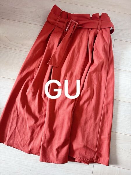 GU レディース スカート 無地 M ロングスカート ロング丈 カジュアル ベルト