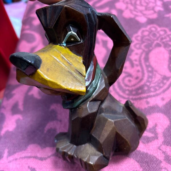 木製 犬の置物 貯金箱