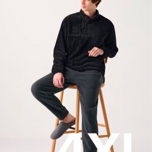 【タイムセール・ラス1・再値下げ・新品】UNIQLOファーリーフリースセット4XLブラック (セットアップ)