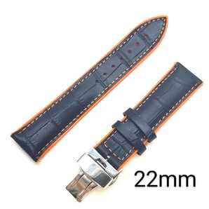 22mm レザーラバーバンド/オレンジ・シルバーバックル