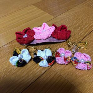 つまみ細工イヤリング 髪どめ ハンドメイド