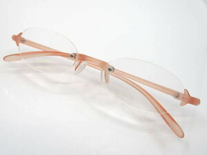 【送料無料】 老眼鏡 ＋3.0 軽量 リーディンググラス シニアグラス TR90 ツーポイント 枠なし ピンク シンプル おしゃれ ケース付き