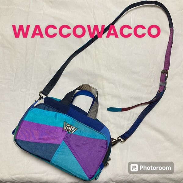 【美品】WACCOWACCO ワッコワッコ ショルダーバッグ ハンドバッグ 2way ブルー