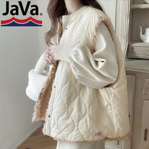Java キルティング ファー リバーシブルベスト