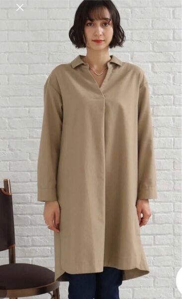 ★スキッパーチュニックワンピース フリーサイズ 美品 大人可愛い ワンピース シャツ