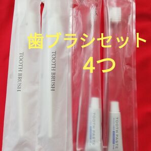 【お泊まり/宿泊/旅行に】携帯歯ブラシ 4つ