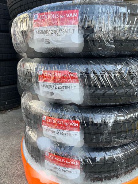 日本製!25年製!送料込み145/80R12 80/78 ZERIOUS VANタイヤ新品4本セット145R12 6PRラップ巻き