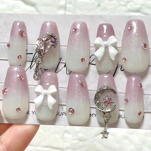 【ハンドメイド】 ネイルチップ ワンホンネイル 韓国ネイル グラデーション