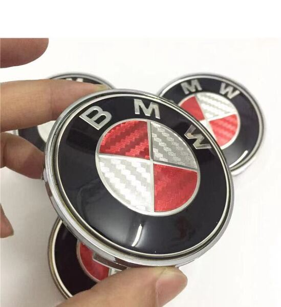 BMW エンブレム 赤色 3点セットカーボン製