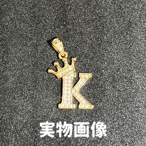 ネックレスチャームヘッドクラウン ゴールド イニシャル 推し活 アクセサリー K